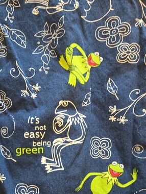 Kermit the Frog Navy Blue Graphic Women’s Scrub Top - Size Large